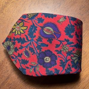 Christian Dior Monsieur Silk Floral Necktie Red Blue Gold Purple